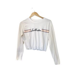 Hollister Vintage Embroidered Cinched Long Sleeve Logo Crop Top Y2K Women Medium